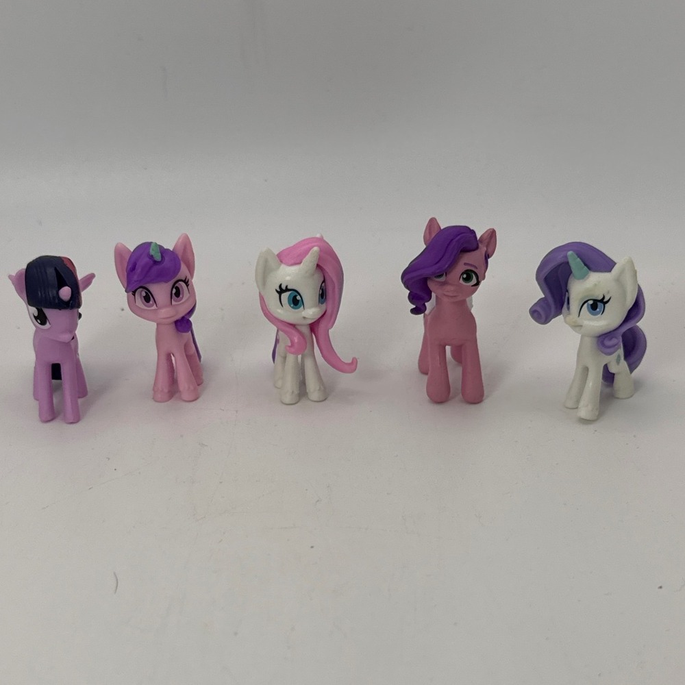 My Little Pony Mini Figure Lot 5pc Unicorn‎ Pony Purple Pink White 1.25 Inch Toy